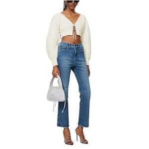 Good American Good Curve Straight Leg High-Rise Stretch Denim Jeans, Sz 31/12